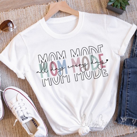 Mom mode all day everyday broken text softstyle everyday relaxed tee - Picture 1 of 3